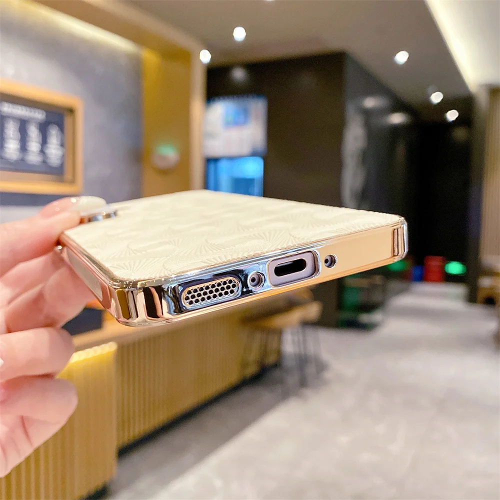 Wave Texture Plating Leather Phone Case - Premium Hard Cover