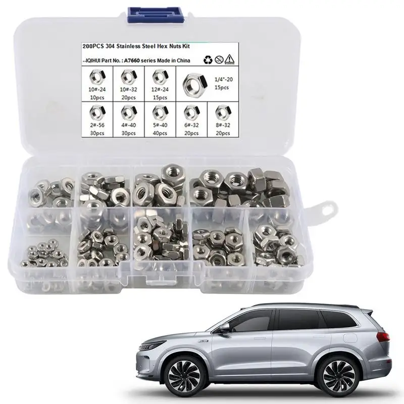 Hex Nuts Kit Coarse Thread Hexagon Nut Hex Hardware Nuts Hardware Hexagon Nut Heavy Duty Replacement Nut For Home Mechanism &