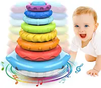 Baby Sensory Montessori Toys Rainbow Stacking Rings Toys With Sounds Montessori Early Learning Education Toy Gift 1