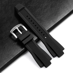 Silicone Waterproof Smart Watch Strap - Original Design, Durable and Comfortable - Silver Buckle (Black)
