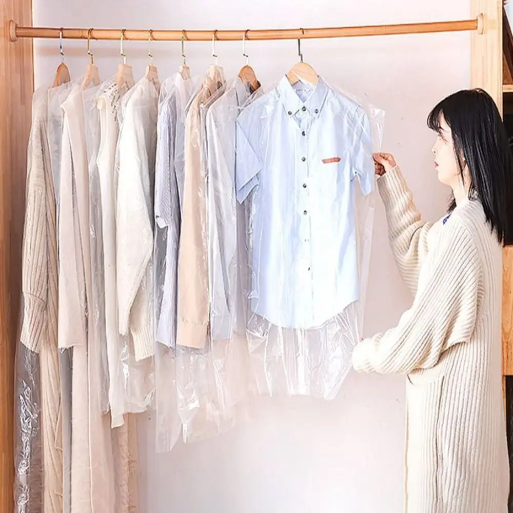 10Pcs Clothes Dust Cover Clear Garment Bag Garment Covers Waterproof Garment Bags Wardrobe Hanging Clothing Coat Dust Cover 2
