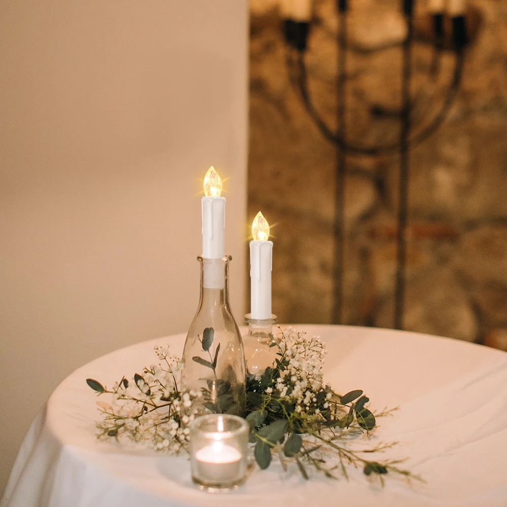 Velas Inalámbricas Y Sin Llama, Vela LED Para árbol De Navidad Con Control Remoto Y Lazos Desmontables Velas Parpadeantes Con Control Remoto Y Con Pilas Para Decoracion Navidena En Interiores