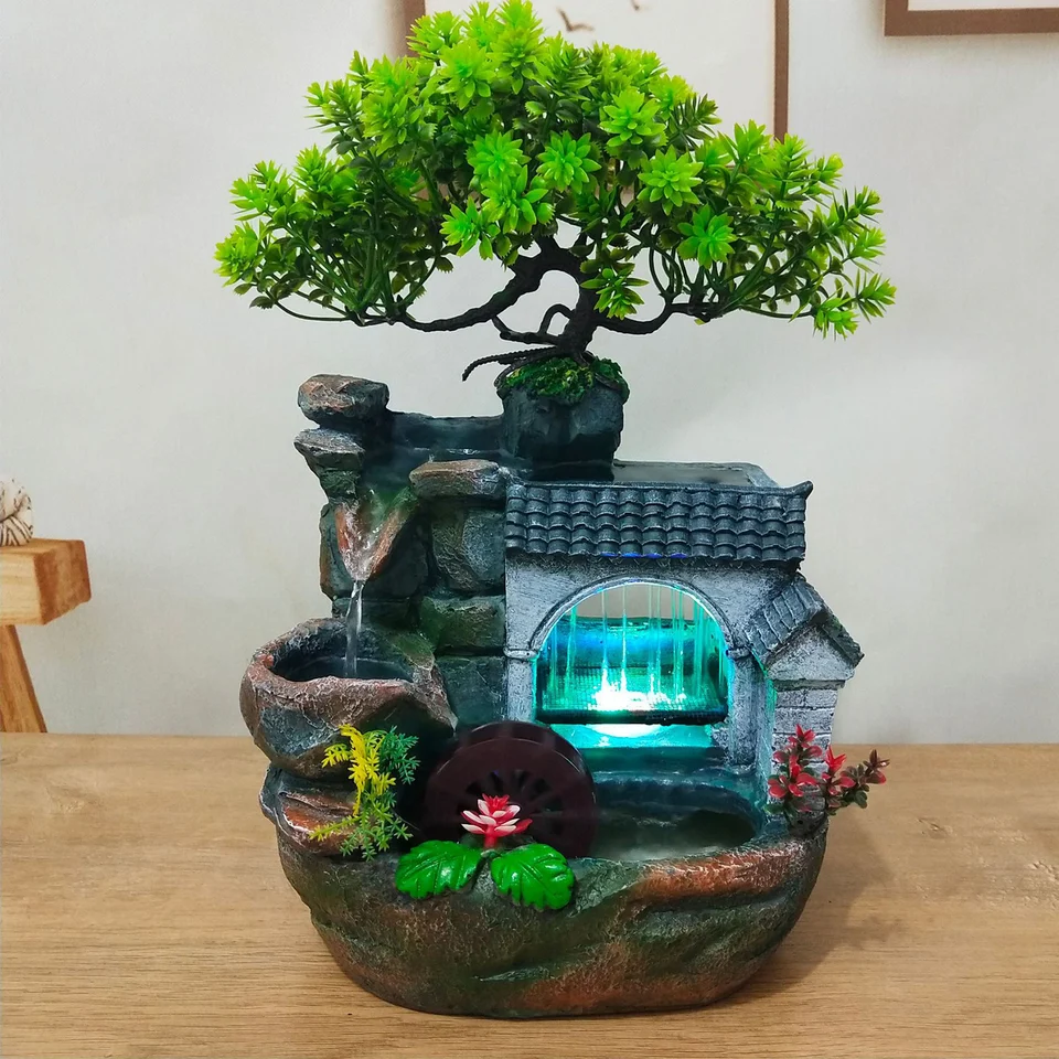 Miniature Mountain Waterfall Tabletop Fountain Decor