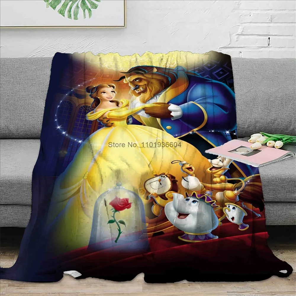 3DPrincessBlanketBeautyandtheBeastBeddingThrowforBedSofa