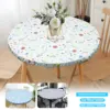 Elastic Edged Vinyl Fitted Tablecloth Flannel Backed & Elastic Edge Table Cover Indoor Outdoor Round Fitted Vinyl Table Cloth 1