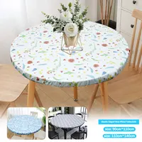 Elastic Edged Vinyl Fitted Tablecloth Flannel Backed & Elastic Edge Table Cover Indoor Outdoor Round Fitted Vinyl Table Cloth 1