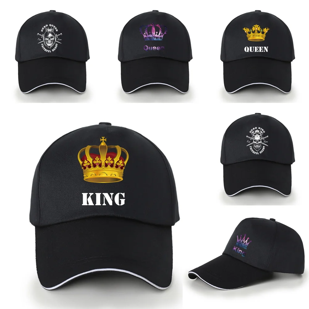 

New Black Baseball Cap King Queen Series Wild Hip-hop Hat Hipster Must-have Peaked Cotton Cap Dad Casual Summer Outdoor Sun Hat