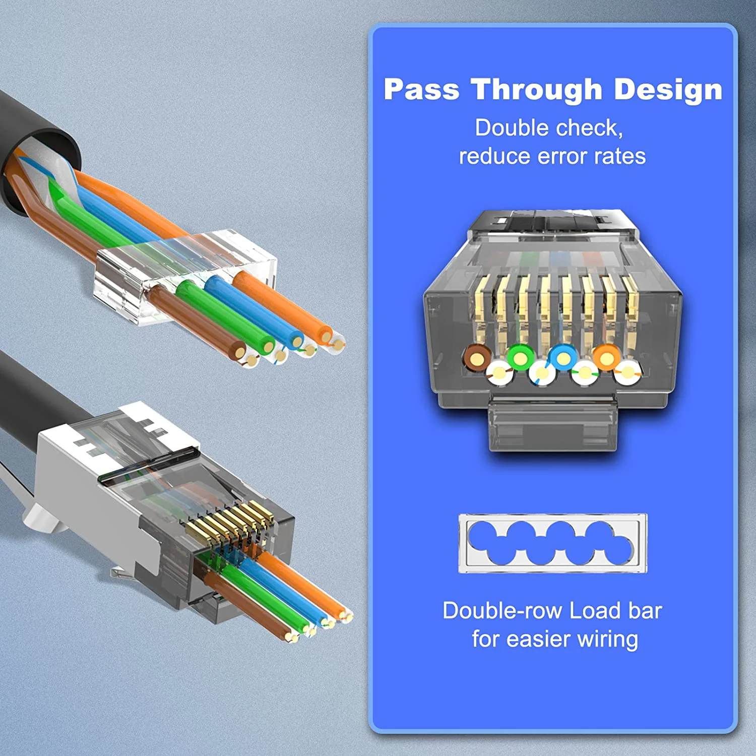 ZoeRax CAT6A CAT7 Connector, RJ45 Connectors Pass Through CAT6A CAT7 Shielded, 3-Prong with Strain Relief Boots Black - 5