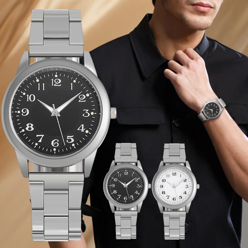 

Vintage Classic Men Watch Casual Man Steel Strip Strap Quartz Wristwatch Digital Steel Band Watch Men's Quartz Watch Men's