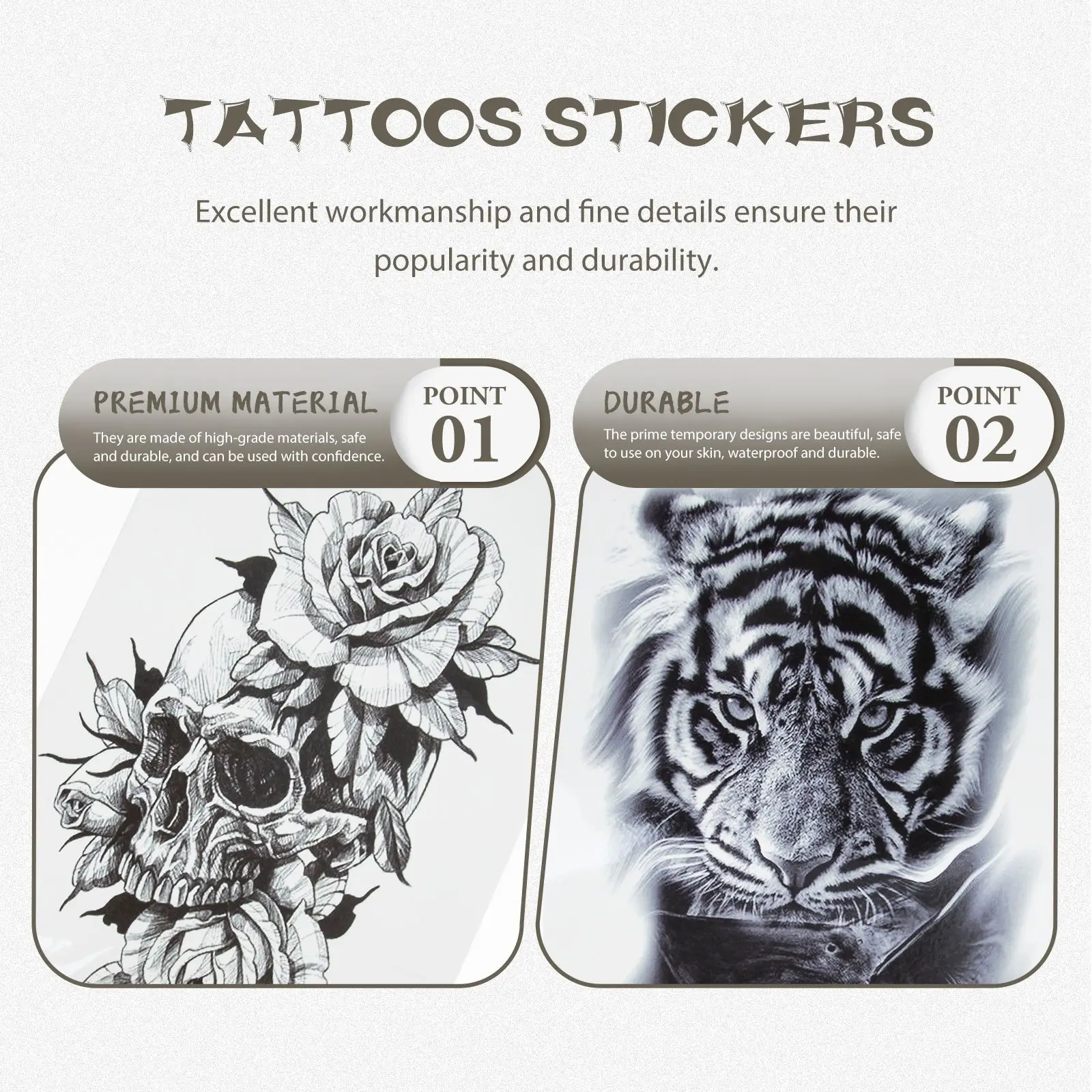 6 Sheets Temporary Tattoos Waterproof Decal Full Arm Tattooing Decals Craft Paper Fake Tattoo Sticker for Hand Arm Pattern