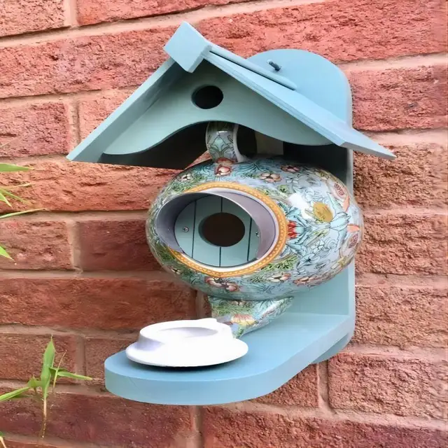 Home Garden Pet Products Green Teapot Bird House and Feeder Courtyard Decoration Bird Supplies Farm Decoration Accessories