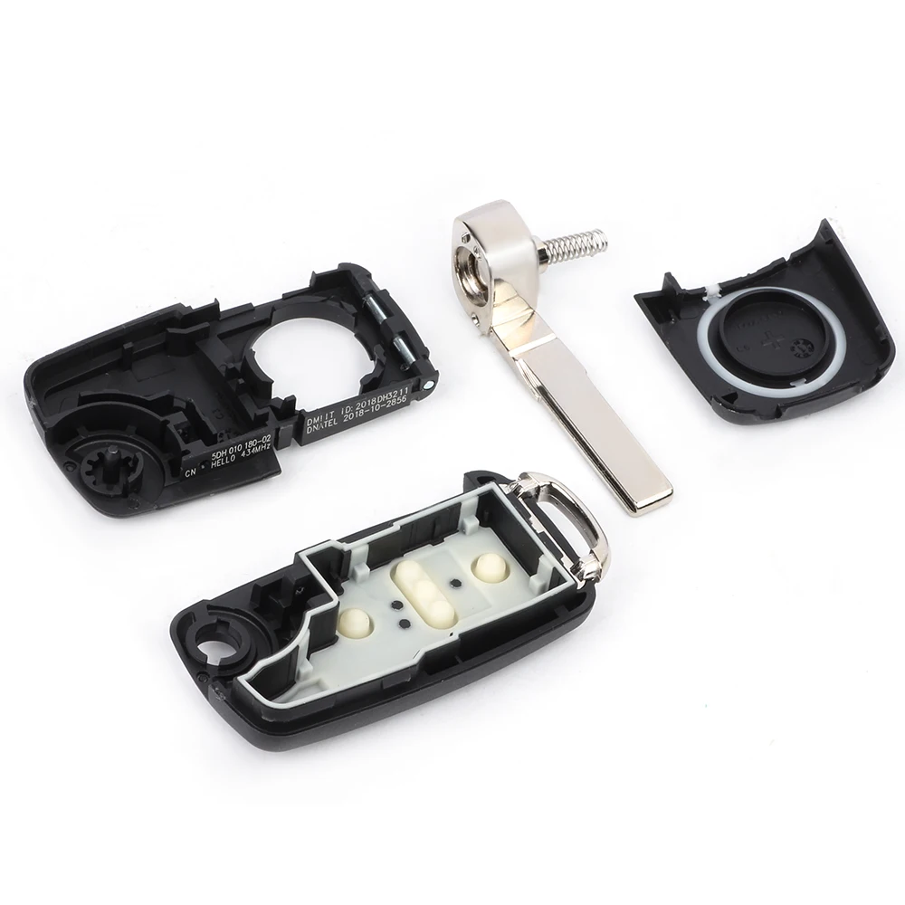 KEYECU Flip Remote Car Key Shell Case With 3 Buttons For Volkswagen Golf Beetle Caddy Eos Polo Scirocco Jetta For Skoda Seat Key Case Car Key Shell Key Shell