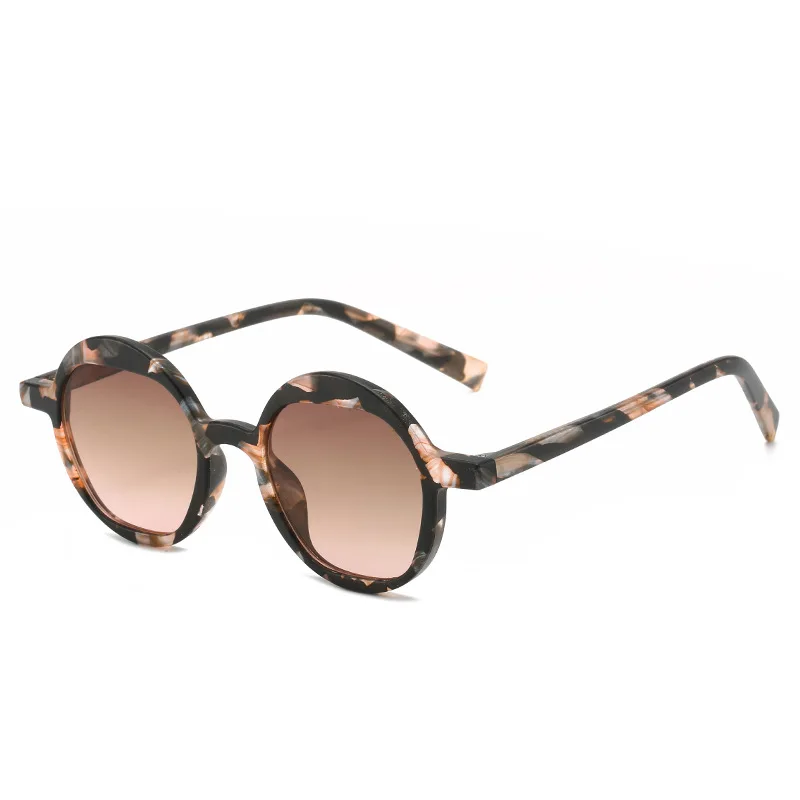 

Europe and The United States New Retro Round Frame Sunglasses Leopard Print Round TR High-grade Fashion Glasses