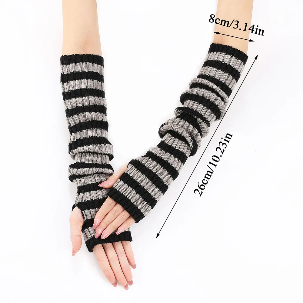 Fingerless Gloves Arm Sleeves Women Winter Knitted Casual Elbow