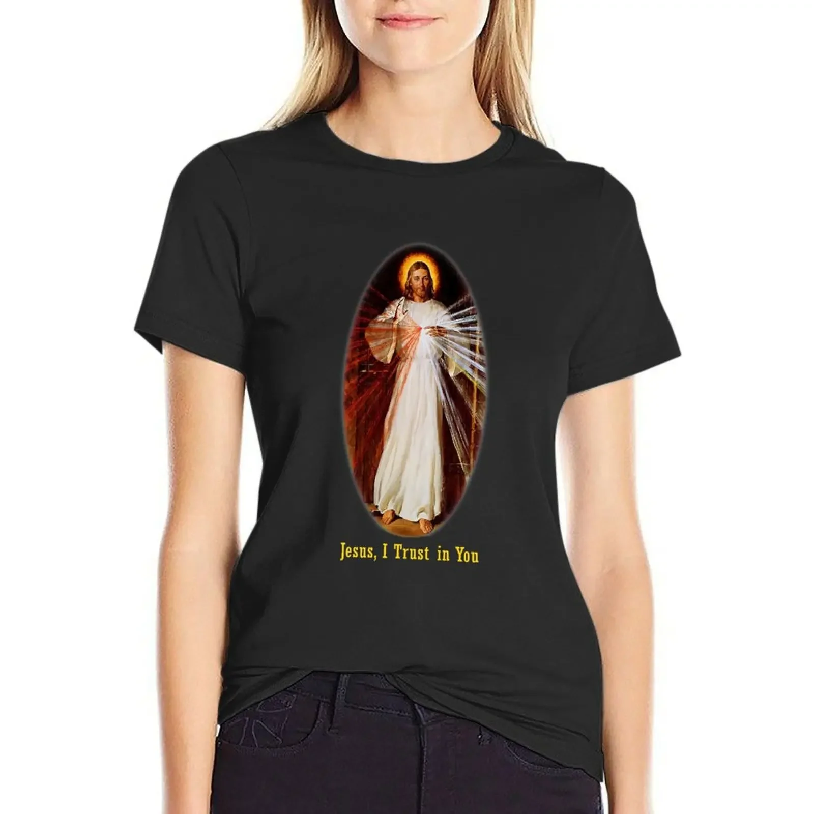 

Divine Mercy Jesus I trust in You T-Shirt tops animal print shirt for girls summer top Women t shirt
