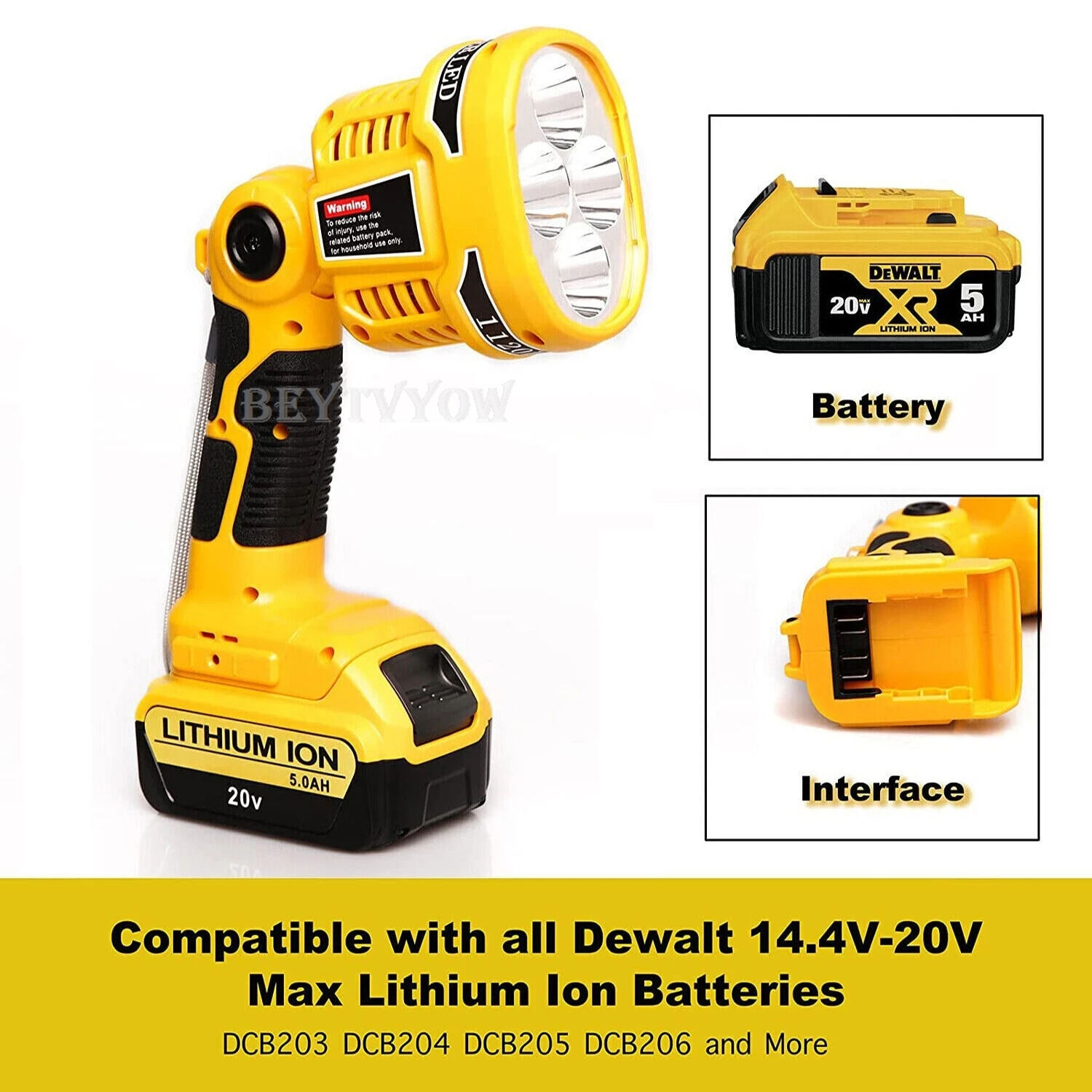 1120LM Flashlight LED Work Light For DeWalt 20V MAX XR Li-Ion Battery with USB P