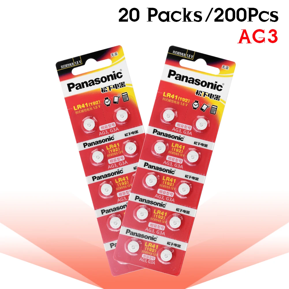 200Pcs 원래 1.5V LR41 LR41H SR41 SR41W SR41SW AG3 LR41 192 V3GA 동전 단추 건전지 ...