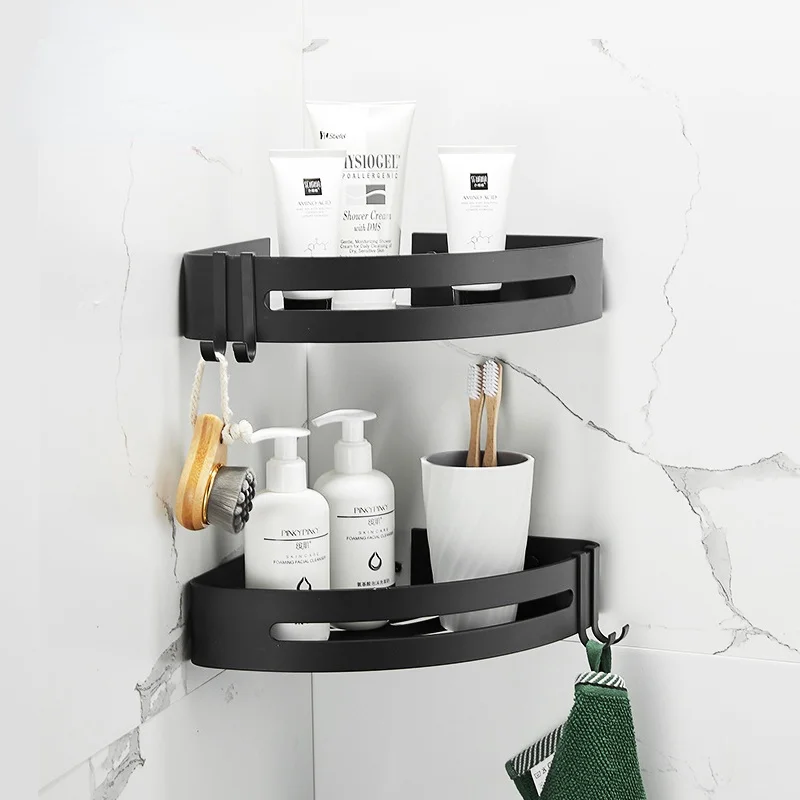 Bathroom Shelf Organizer Shower Storage Rack Wall Mounted Aluminum Toilet Shampoo Holder No Drill storage rack shower shelf bathroom storage shelf bathroom corner shelf