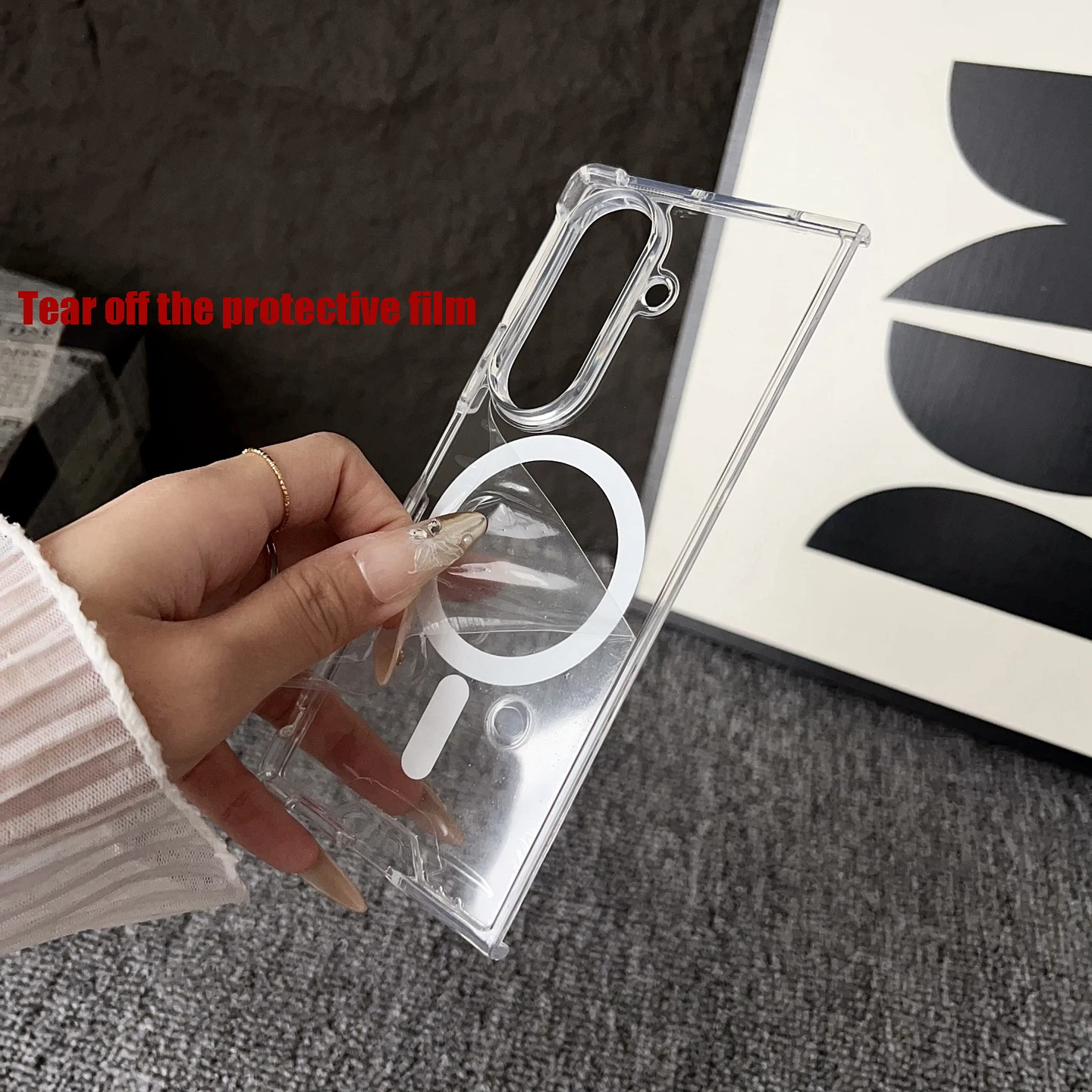 Transparent Magnetic Phone Case with Airbag Protection and Wireless Charging Compatibility