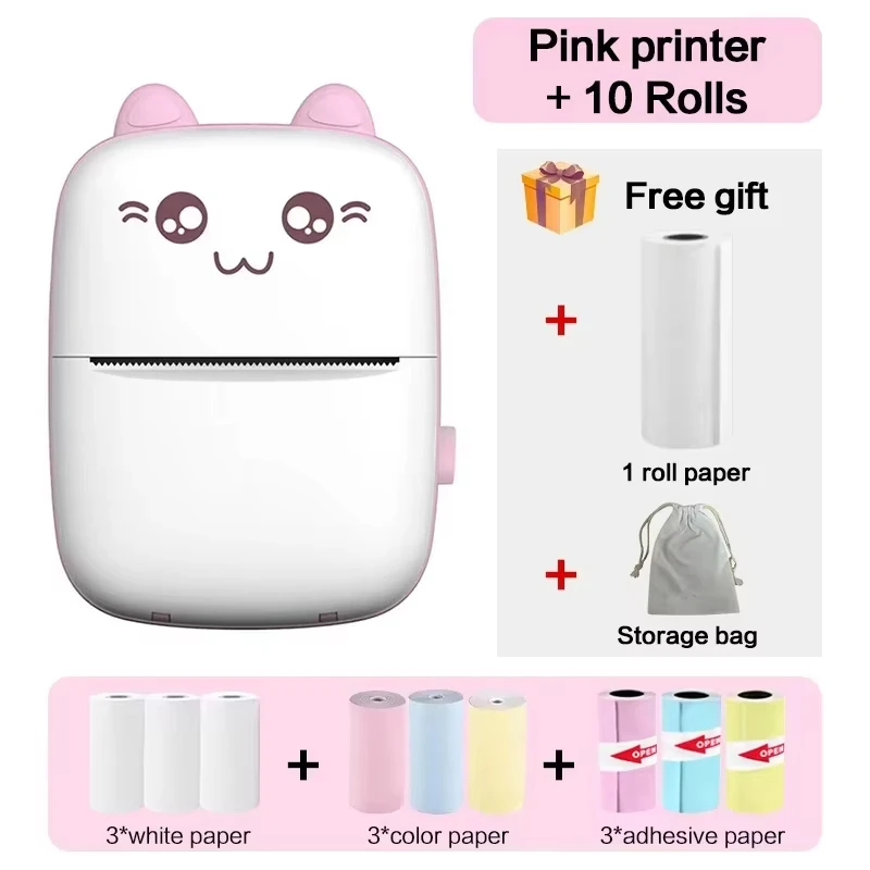 Portable Wireless Bluetooth Thermal Printer, 58mm HD Print, Pocket-Sized with USB Charging