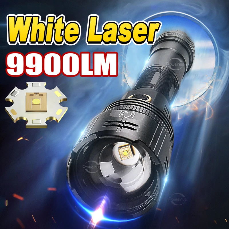 2000M Ultra Powerful Led Flashlight High Power White Laser Tactical Torch Usb Rechargeable Flashlight 18650 Fishing Flashlights