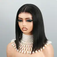 Wear and Go-Perruque Bob droite sans colle pour femme, perruques de cheveux humains, dentelle prédécoupée, densité 180%, 6x4 1