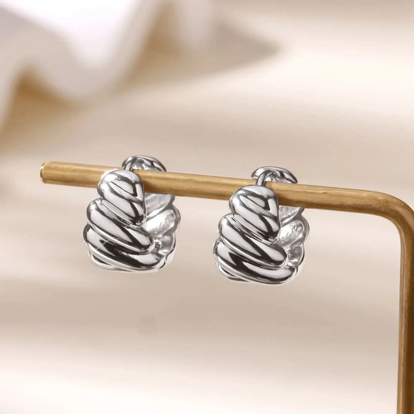 Pattern Earrings For Women Gold Color Geometric Screw Summer