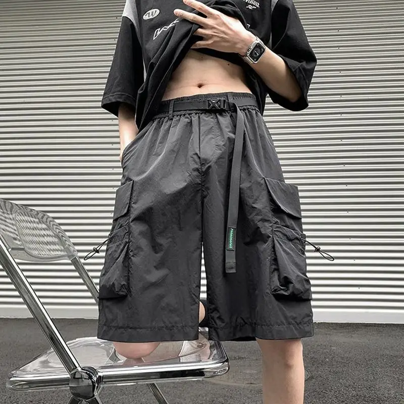 2024 Elegant Fashion Harajuku Slim Fit Ropa Hombre Loose Casual All Match Cargo Pants Solid Pockets Straight Leg Wide Leg Pants 2