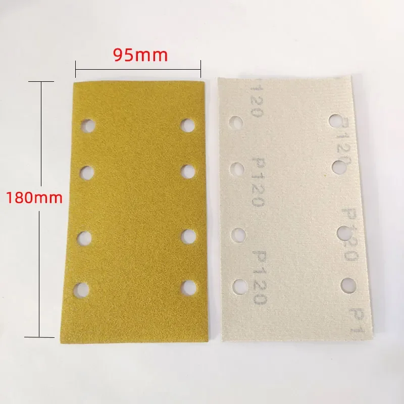 직사각형 사포, 자체 접착 플록 백 벨벳 샌딩기 샌딩 퍼티 사포, 8 홀, 95mm, 180mm