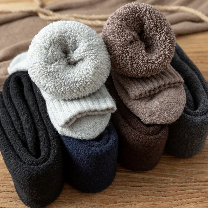 Men's Luxury Winter Wool Knee-High Socks - 3 Pairs