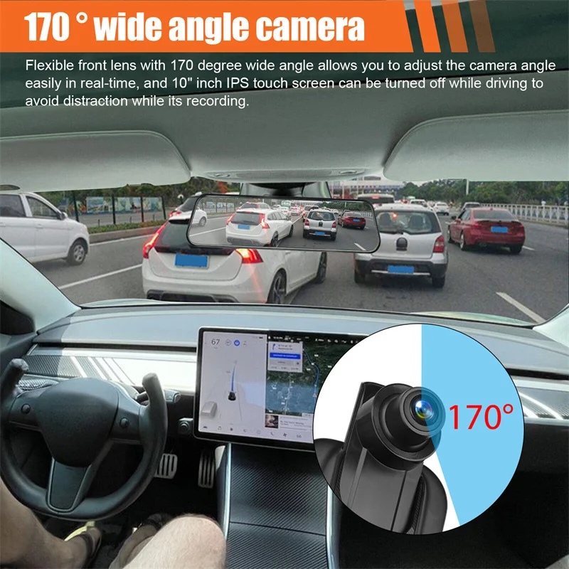 

Mirror Camera For Car Video Recorder Rearview 10inch Touch IPS Screen Mirror Dash Cam Front And Rear Camera Mirror DVR Black Box