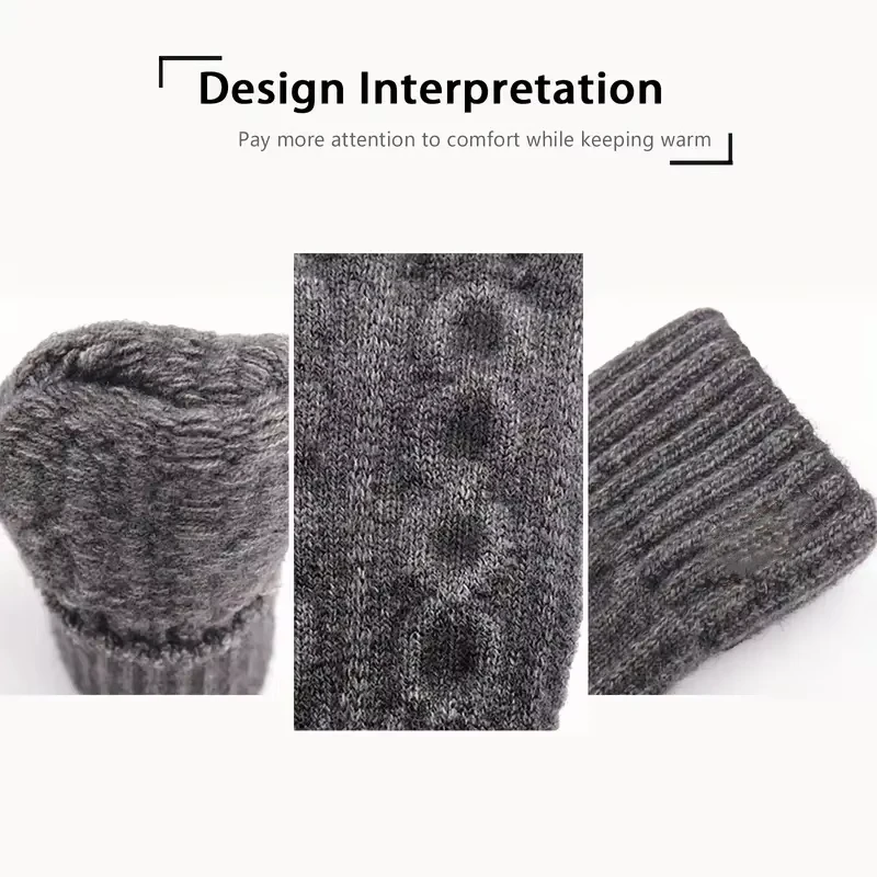 Warm Winter Gloves Women Men Stretch Classical Knit Mittens Wool Full Finger Outdoor Cycling Driving