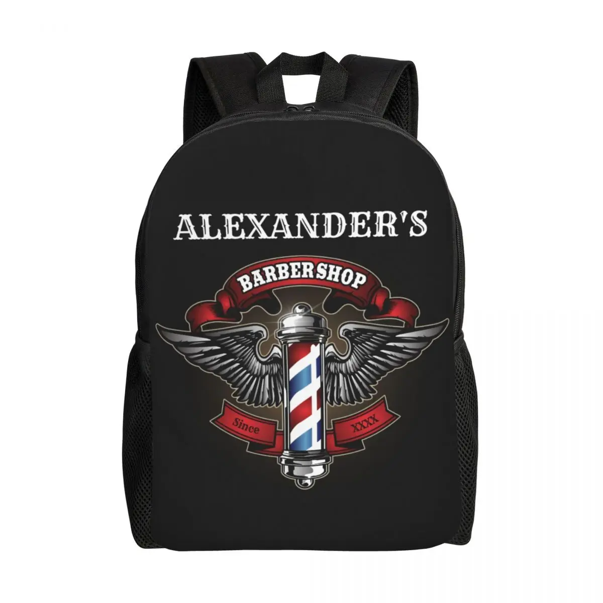 

Winged Barber Pole Coaster Backpacks for Men Women School College Students Bookbag Fits 15 Inch Laptop Barbershop Bags