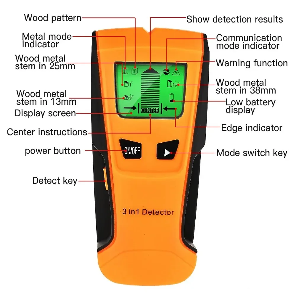 Wall Scanner Pipe Finder Pipe Wire Detector Live Wire Gadgets Detect Wall Electric Box Finder Digital 3 In 1 Sensor Scanner wall scanner detector
