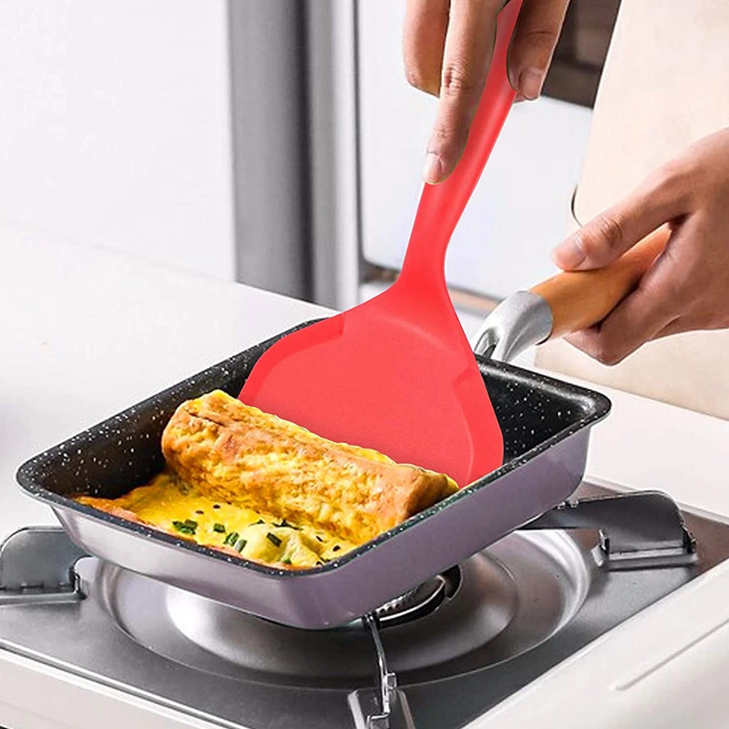 Egg Omelet Turner Silicone Eggs Flip Spatula Heat-Resistant Kitchen Cooking Tool 