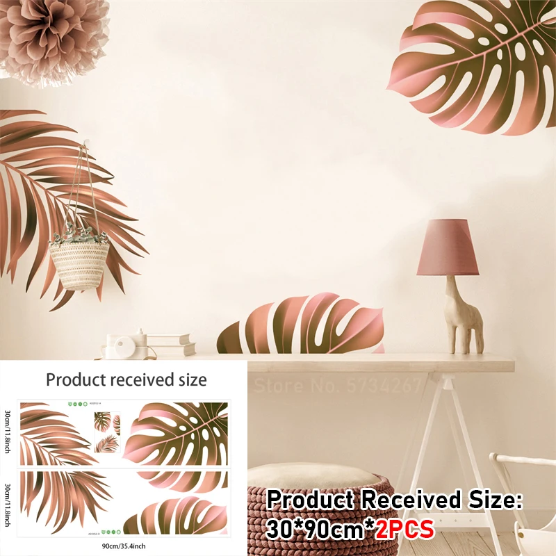 Tanlaby Large Palm Tree Wall Stickers Tropical Plants Wall Decals Watercolor Coconut Tree Summer Art Decor For Living Room Bedroom Hallway Office