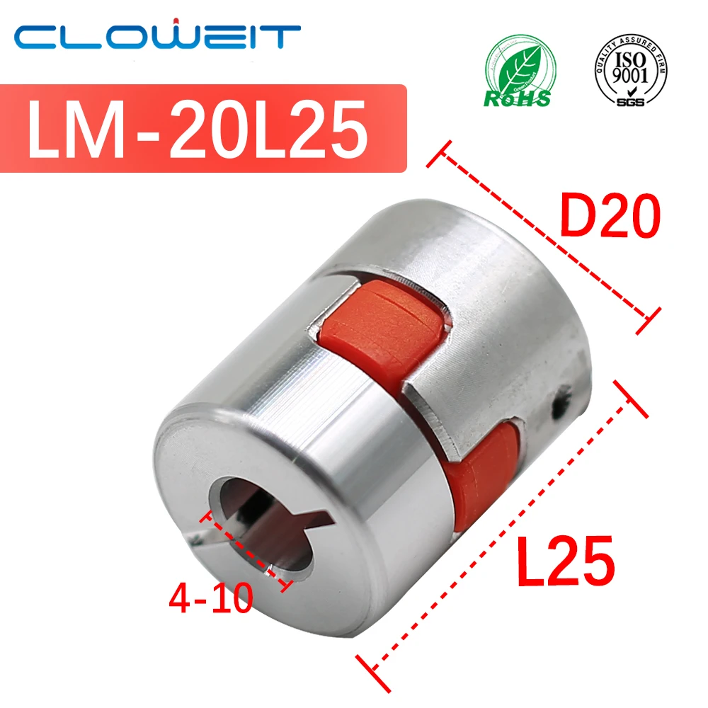 Cloweit D20L25 Spider Flexible Motor Coupler Aluminium Flexible Jaw Coupling 5x8mm 3mm 4mm 5mm 6mm 6.35mm 7mm 10mm