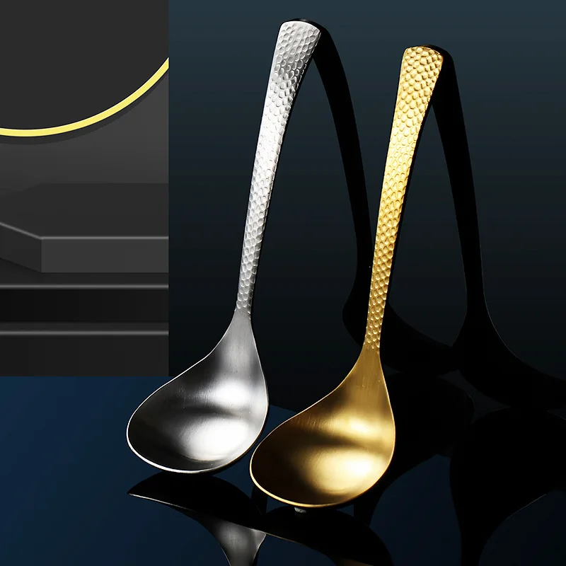 

304 stainless steel spoon high value tableware household long handle colander wholesale Japanese rice spoon creative hammer