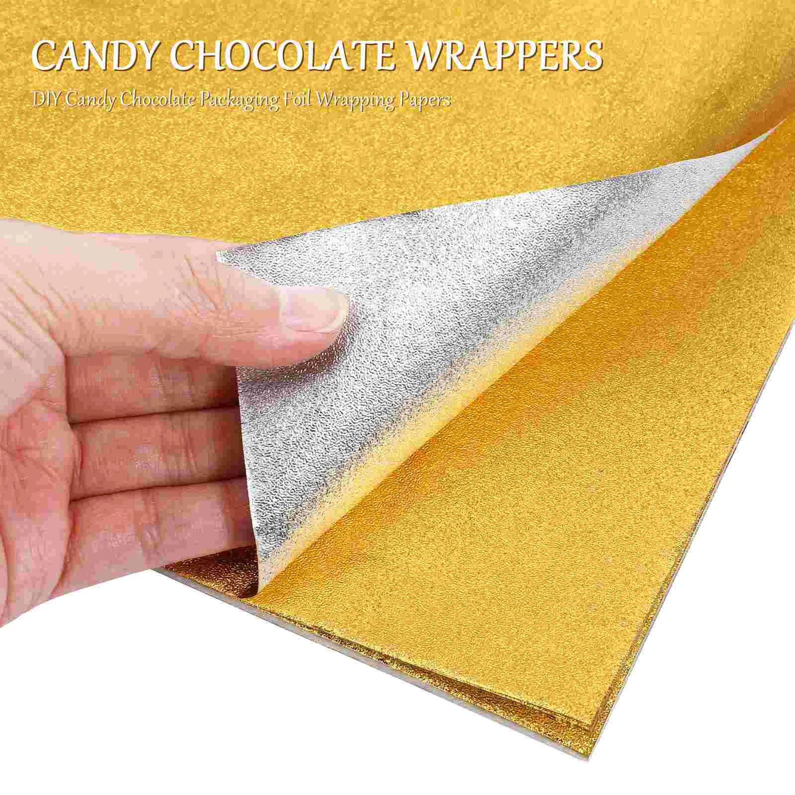 300 Pcs Square Golden Aluminium Foil Candy Wrappers Square Sweets Lolly  Paper for DIY Candies and Chocolate Packaging by Party Wedding Birthday
