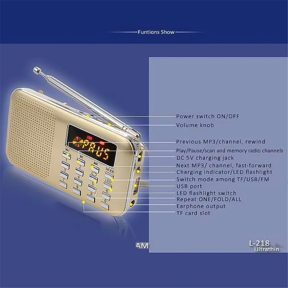 L-218 Am Fm Pocket Portable Radio Digital Speaker Transistor for Emergency Storm 