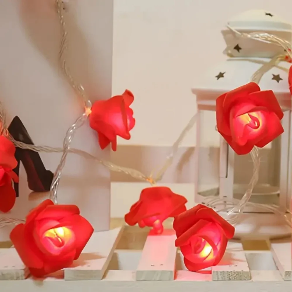 1.5m 3m 6m10m Rose Flower LED String Fairy Light USB Battery Power 5V Red Pink Warm Blue RGB Wedding Christmas Party Decoration