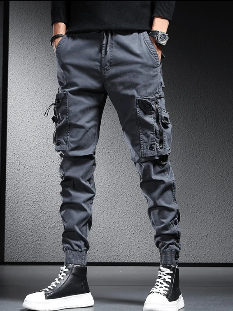 

Trendy American style workwear pants for men's spring and autumn 2024 new loose mountaineering pants with multiple pockets