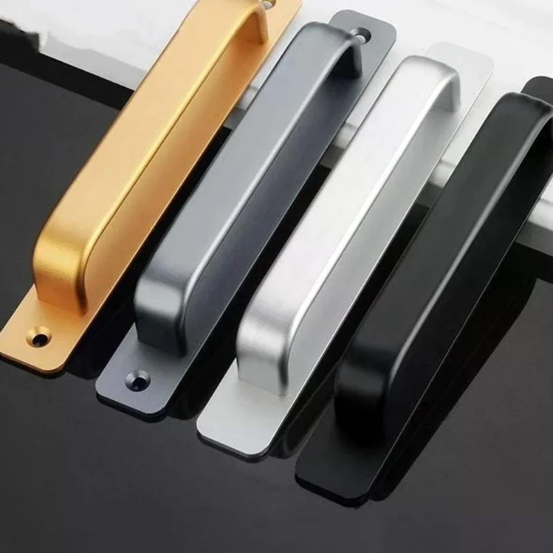 Aluminum Alloy Drill-free Handle Glass Sliding Door Window Drawer Wardrobe Push-pull Bathroom Sticker Door Handles