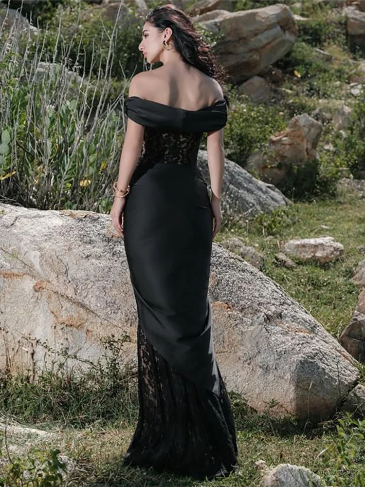 Nibber Sexy Slash Neck Dress Women Wrapped Knot Backless Patchwork Jacquard Ribbon Chic Vacation Party Birthday Party Vestidos