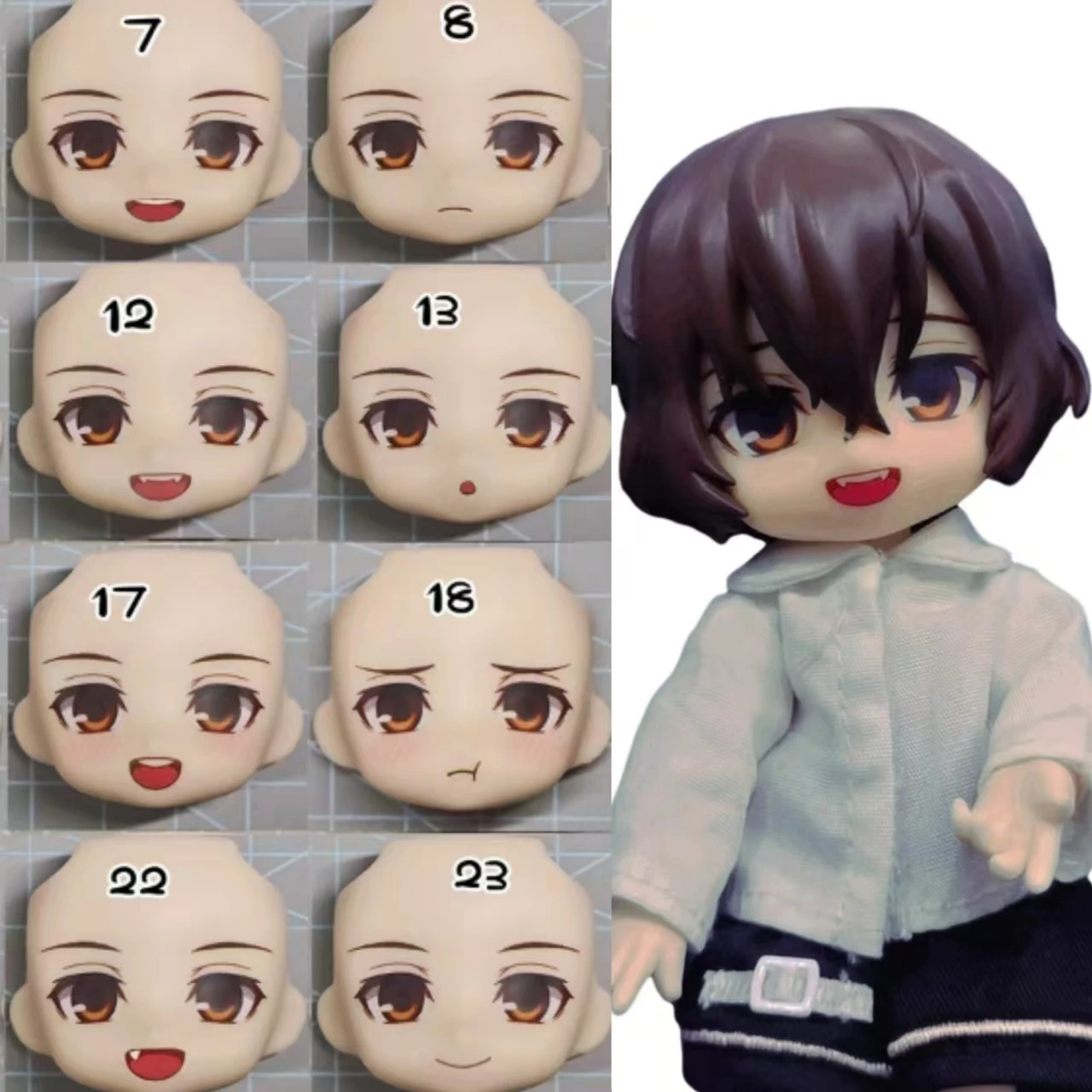 Dazai Osamu Ob11 Handmade Water Paste Face Alternate Expression DIY Doll Cosplay Accessory