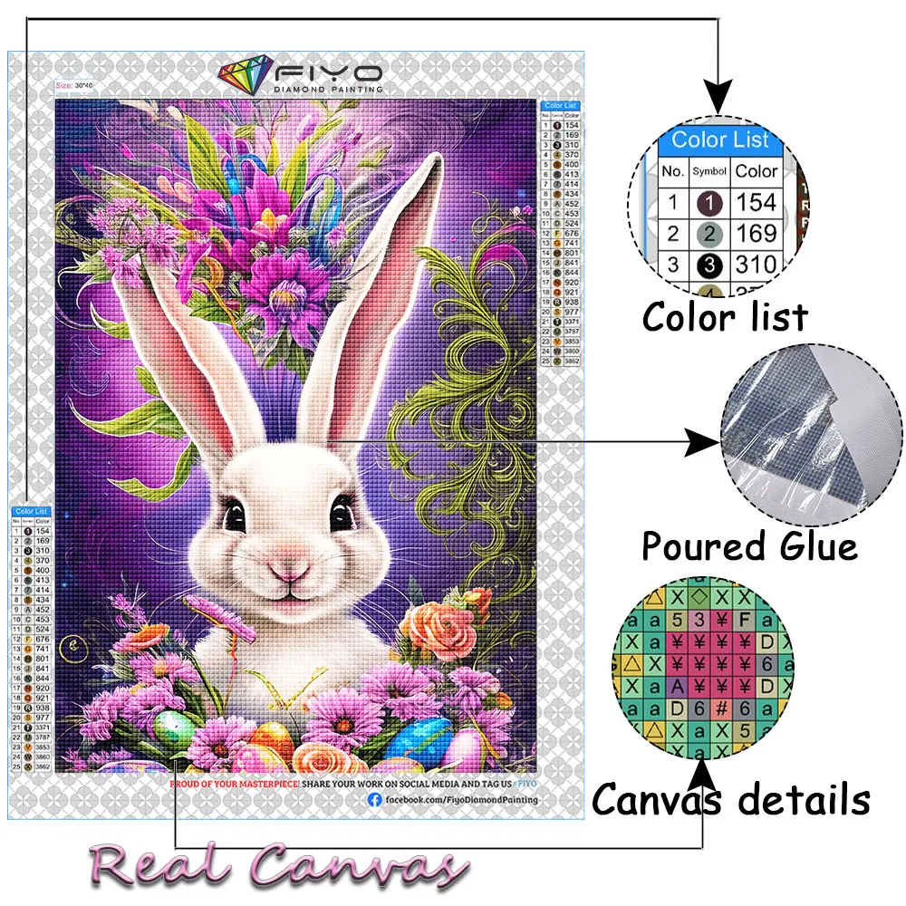 Easter Diamond Art Kit Bunny Diamond Embroidery DIY Kit-Taobao
