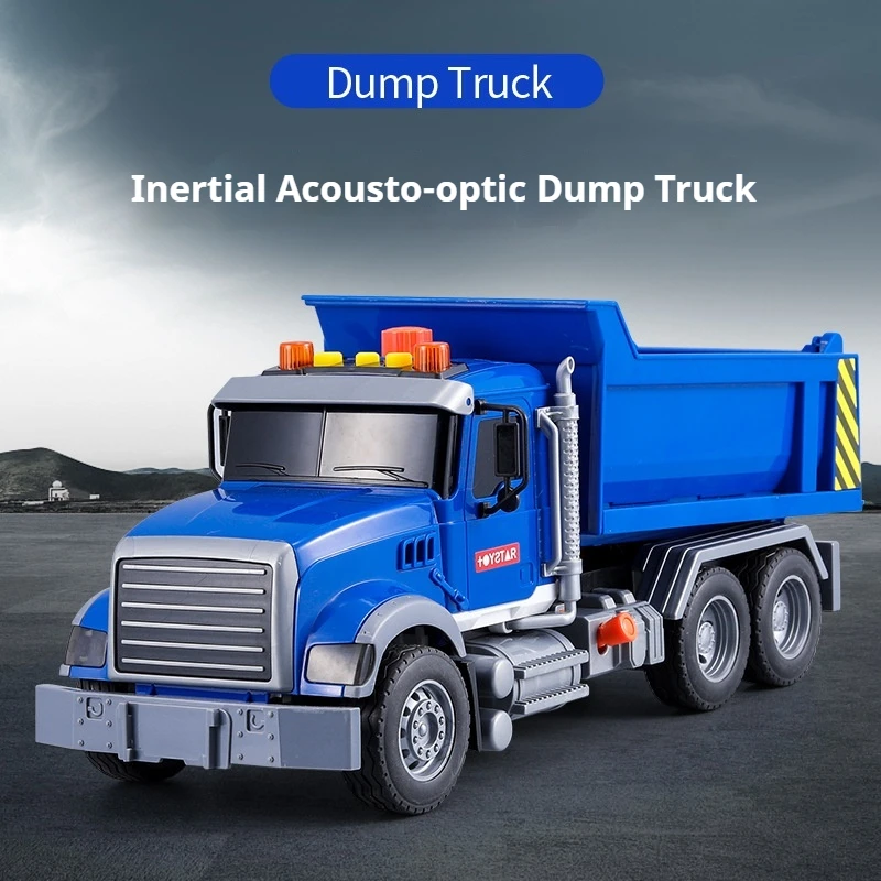 

New 35.5cm Multi-function Pump Inertia Dump Truck American Front Sound and Light with Car Simulation Model Kidss Toys Gift Box