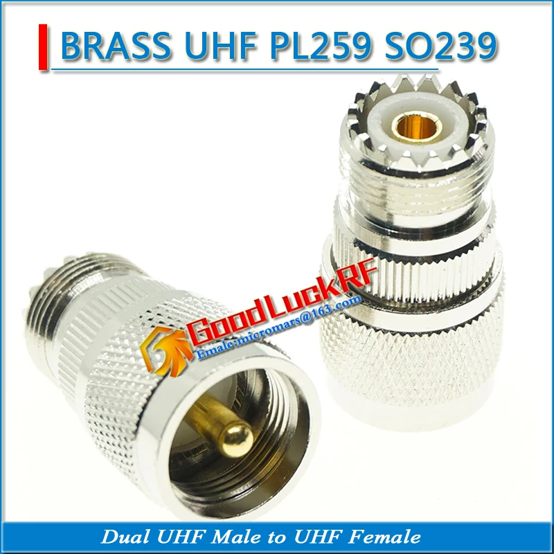

1X Pcs UHF Male To UHF Female PL259 PL-259 SO239 SO-239 Plug Connector Socket Nickel Plated Brass Straight RF Coaxial Adapters