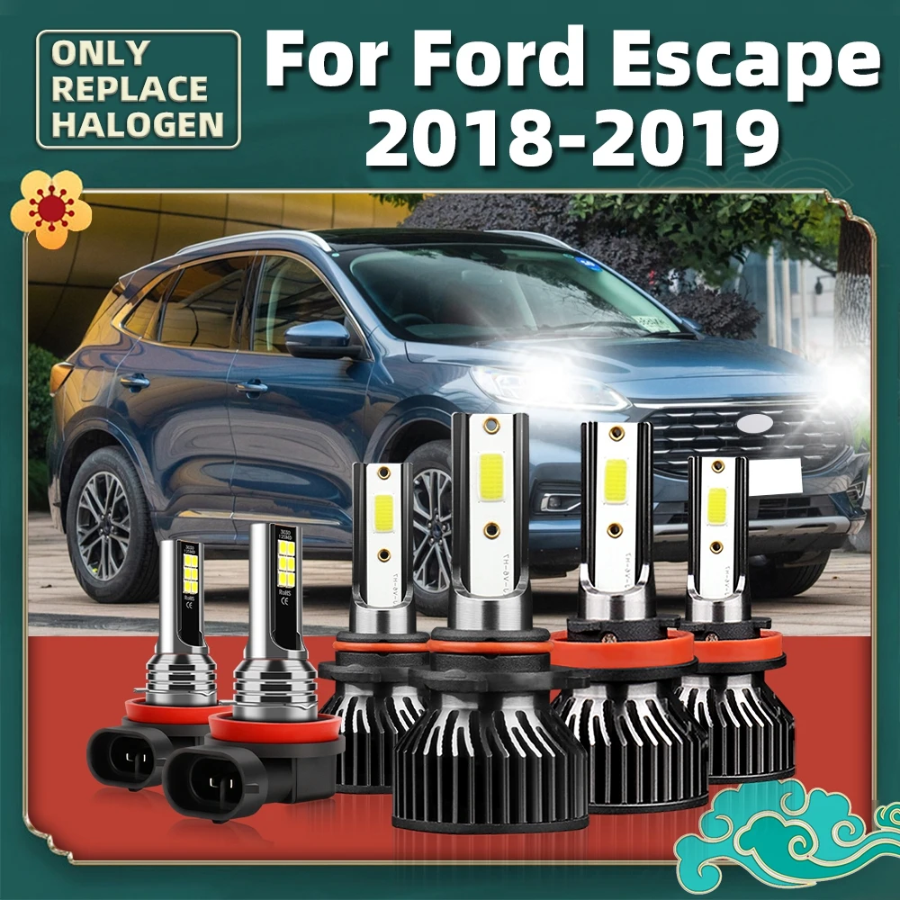 

Турбо светодиодные лампы для фар 12 В, автомобильные лампы H11 9005 для Ford Escape 2018 2019, противотуманные фары, передние 6000K, комплект для замены диодов