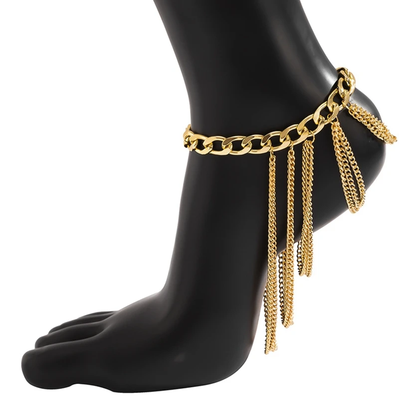 

MOGAKU Multi-Layer Chains Anklets Women Gold Color Fashion Metal Tassel Anklet Accessories Girls Party Wedding Sexy Foot Jewelry
